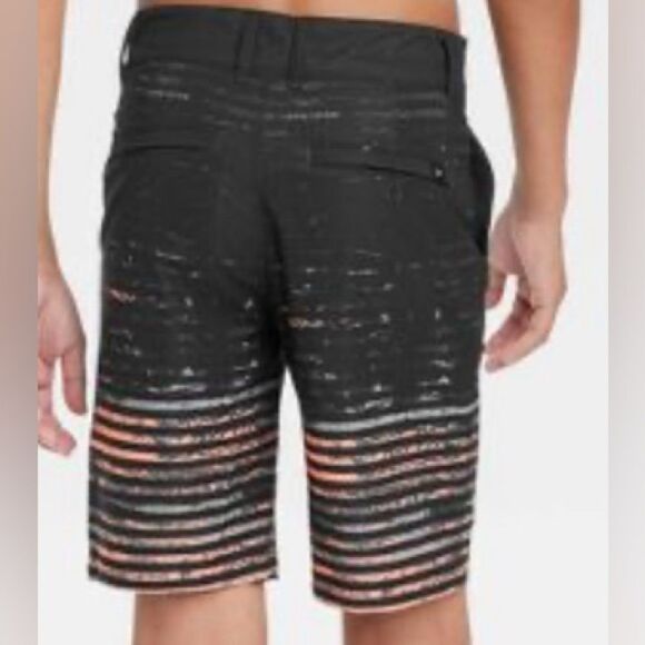 NWT Art Class Boy Black With Orange Stripes Swim Active Hybrid Shorts Size 6 - Picture 2 of 6